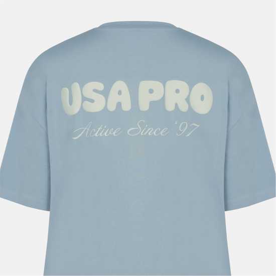Usa Pro Women's Graphic Cotton Short Sleeve Oversized T-Shirt Brunera Blue Usa Pro Women's Graphic Cotton Short Sleeve Oversized T-Shirt Brunera Blue