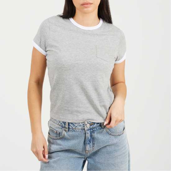 Brave Soul Shrt Slv Tee Ld99 Grey/White Brave Soul Shrt Slv Tee Ld99 Grey/White