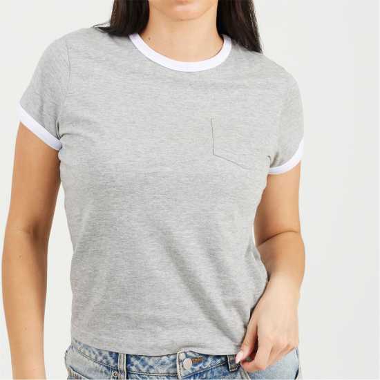 Brave Soul Shrt Slv Tee Ld99 Grey/White Brave Soul Shrt Slv Tee Ld99 Grey/White