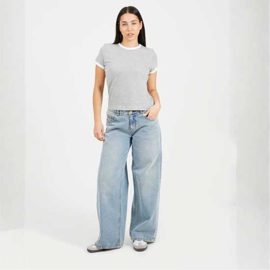 Brave Soul Shrt Slv Tee Ld99 Grey/White Brave Soul Shrt Slv Tee Ld99 Grey/White