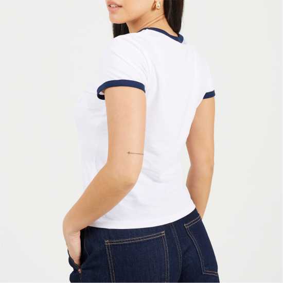 Brave Soul Shrt Slv Tee Ld99 White/Navy Brave Soul Shrt Slv Tee Ld99 White/Navy