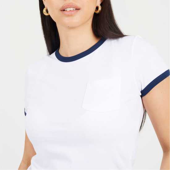 Brave Soul Shrt Slv Tee Ld99 White/Navy Brave Soul Shrt Slv Tee Ld99 White/Navy