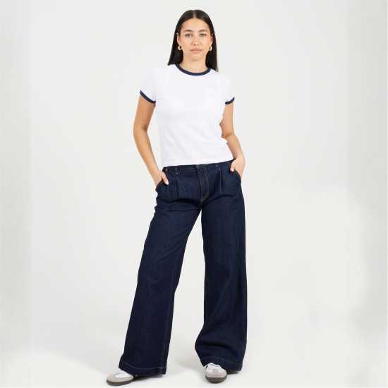 Brave Soul Shrt Slv Tee Ld99 White/Navy Brave Soul Shrt Slv Tee Ld99 White/Navy