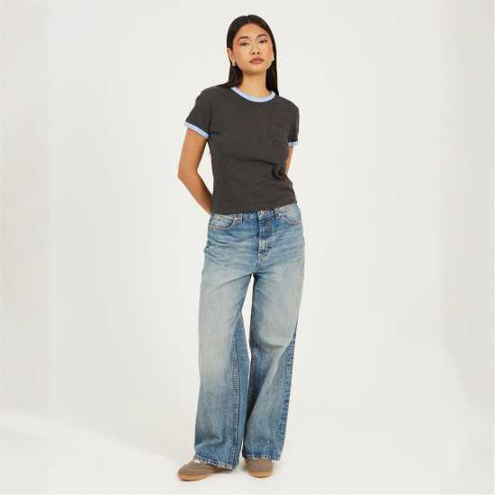 Brave Soul Shrt Slv Tee Ld99 Charcoal/Crnflw Brave Soul Shrt Slv Tee Ld99 Charcoal/Crnflw