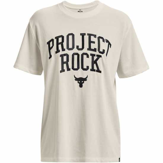 Under Armour Project Rock Heavyweight Campus T-Shirt Ivory/Black - Дамски тениски и фланелки