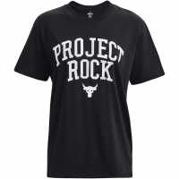 Under Armour Project Rock Heavyweight Campus T-Shirt Black/Ivory Дамски тениски и фланелки