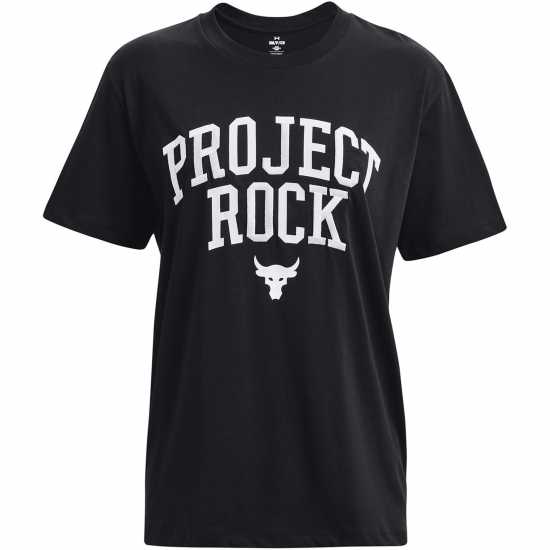 Under Armour Project Rock Heavyweight Campus T-Shirt Black/Ivory - Дамски тениски и фланелки