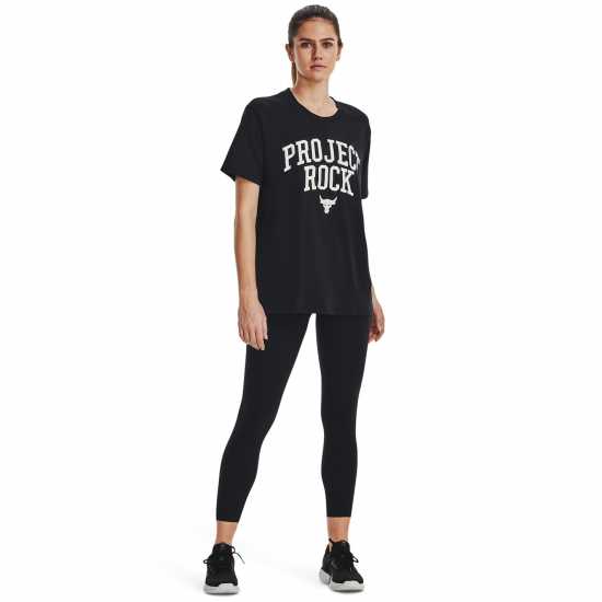 Дамски тениски и фланелки Under Armour Project Rock Heavyweight Campus T-Shirt Womens Черно/Бело Under Armour Project Rock Heavyweight Campus T-Shirt Womens Черно/Бело Дамски тениски и фланелки