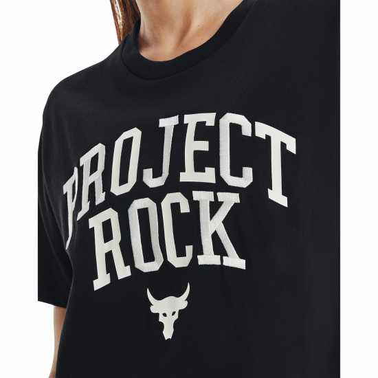 Дамски тениски и фланелки Under Armour Project Rock Heavyweight Campus T-Shirt Womens Черно/Бело Under Armour Project Rock Heavyweight Campus T-Shirt Womens Черно/Бело Дамски тениски и фланелки