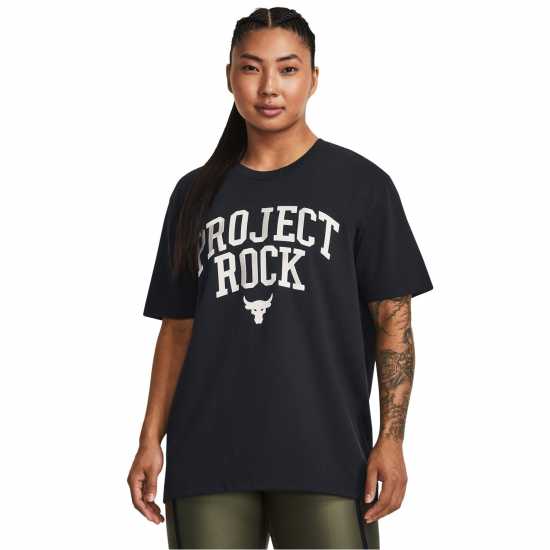 Under Armour Project Rock Heavyweight Campus T-Shirt Womens Черно Дамски тениски и фланелки