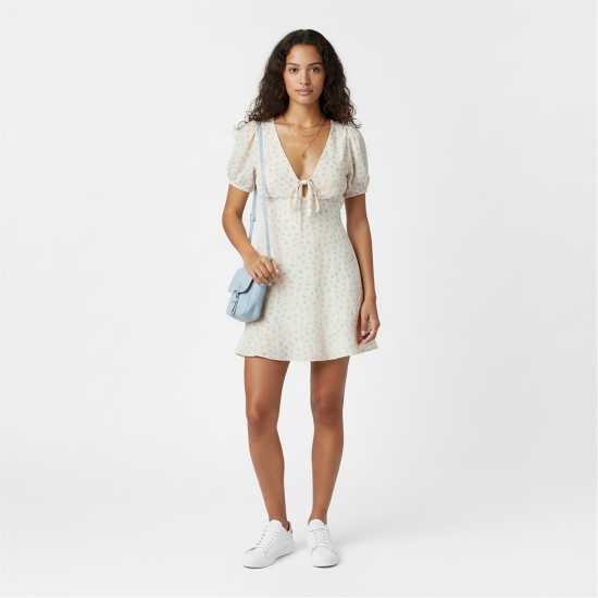 Jack Wills Women's Mini Dress White Ditsy 