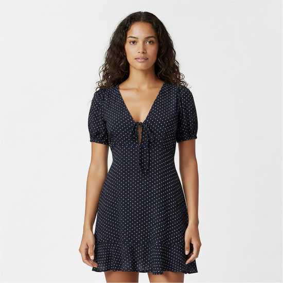 Jack Wills Women's Mini Dress Navy Polka Dot 