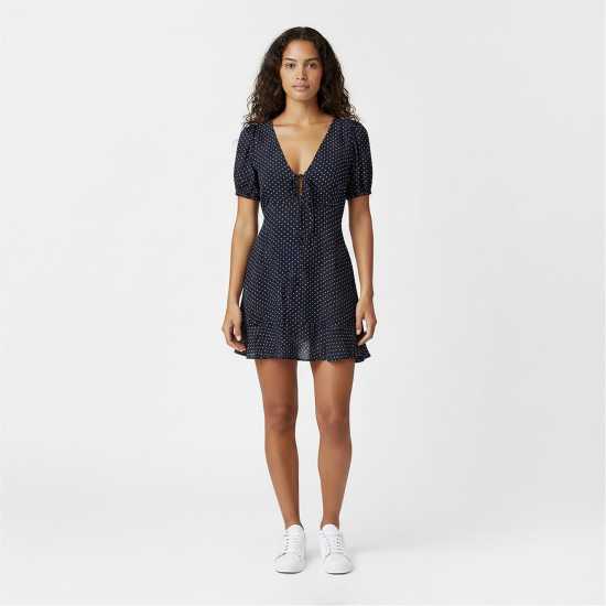 Jack Wills Women's Mini Dress Navy Polka Dot 