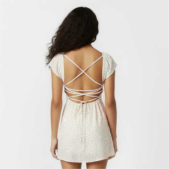Jack Wills Women's Mini Dress White Ditsy 