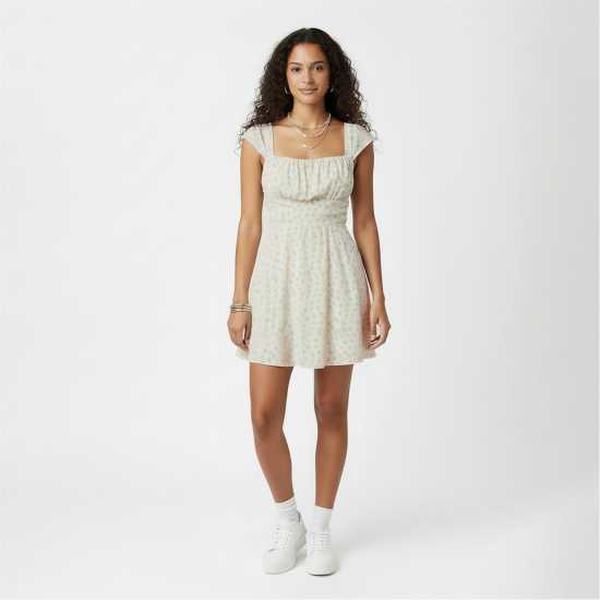 Jack Wills Women's Mini Dress White Ditsy 