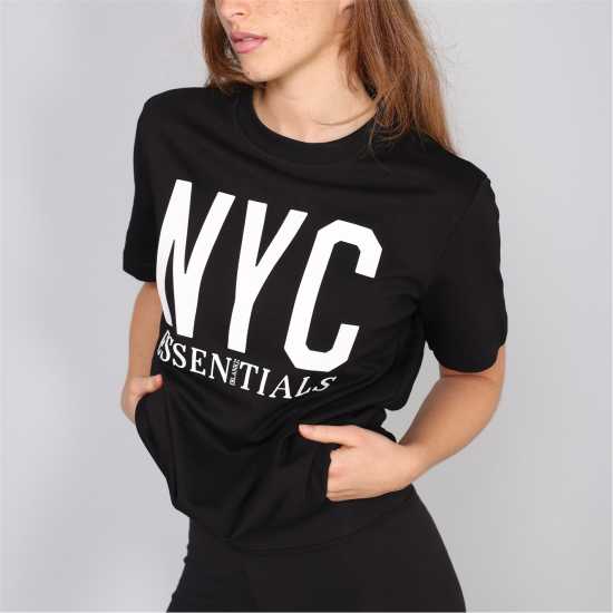 Blank Essentials E Nyc Essentials T-Shirt Ladies Black Blank Essentials E Nyc Essentials T-Shirt Ladies Black