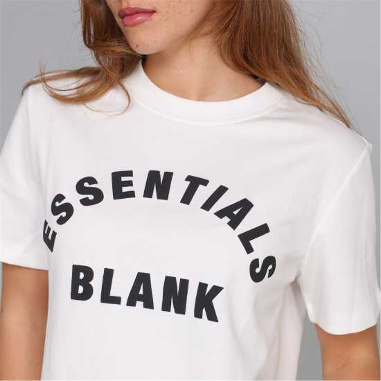 Blank Essentials Arched Print Puff T-Shirt Ladies Off White 