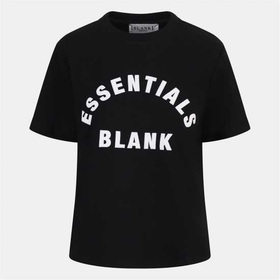 Blank Essentials Arched Print Puff T-Shirt Ladies Black 