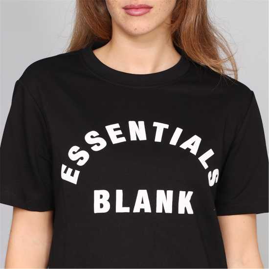Blank Essentials Arched Print Puff T-Shirt Ladies Black 