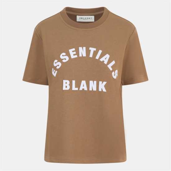 Blank Essentials Arched Print Puff T-Shirt Ladies Mocha 
