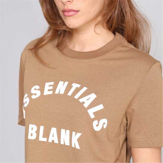 Blank Essentials Arched Print Puff T-Shirt Ladies Mocha 