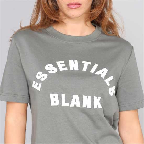Blank Essentials Arched Print Puff T-Shirt Ladies Sage 