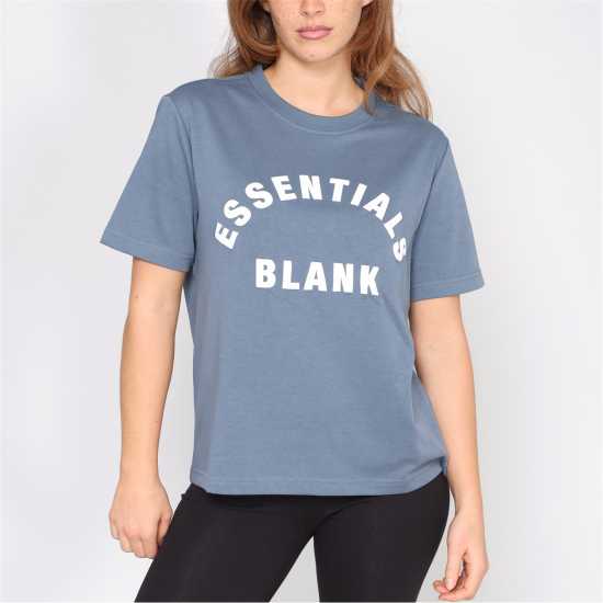 Blank Essentials Arched Print Puff T-Shirt Ladies Orion Blue 
