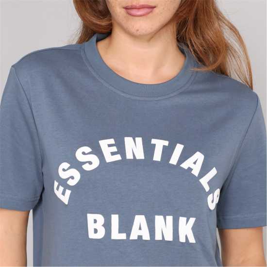 Blank Essentials Arched Print Puff T-Shirt Ladies Orion Blue 