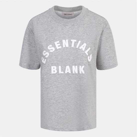 Blank Essentials Arched Print Puff T-Shirt Ladies Grey Marl 