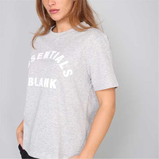 Blank Essentials Arched Print Puff T-Shirt Ladies Grey Marl 