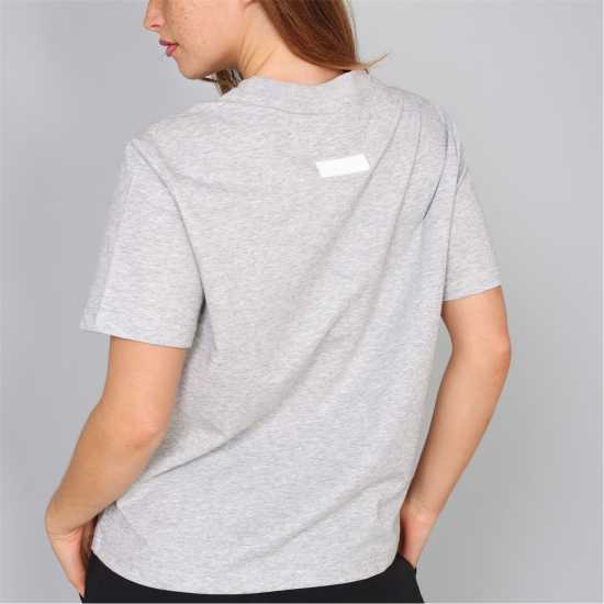 Blank Essentials Arched Print Puff T-Shirt Ladies Grey Marl 