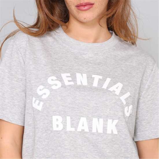 Blank Essentials Arched Print Puff T-Shirt Ladies Grey Marl 