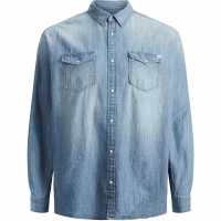 Jack And Jones Дънкова Риза Denim Shirt Plus Size Blue Denim Мъжко облекло за едри хора