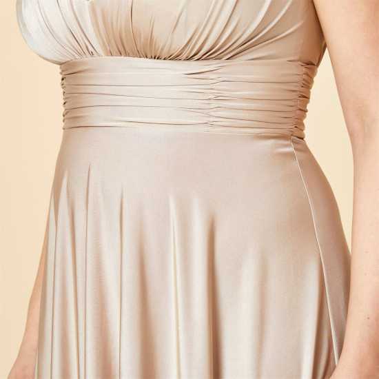 Biba Bridesmaid Deep V Maxi Dress Шампанско Дамски поли и рокли