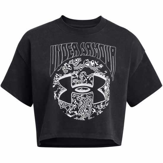 Under Armour Women's Dusk Dawn Cropped Short Sleeve T-Shirt Black Under Armour Women's Dusk Dawn Cropped Short Sleeve T-Shirt Black