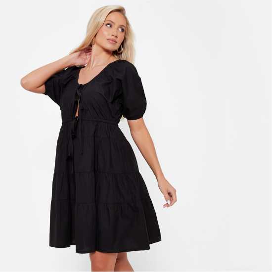 I Saw It First Tie Front Poplin Smock Dress  Дамски поли и рокли