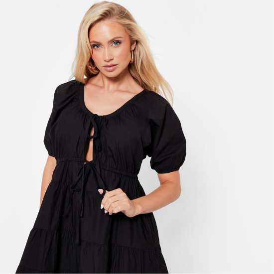 I Saw It First Tie Front Poplin Smock Dress  Дамски поли и рокли