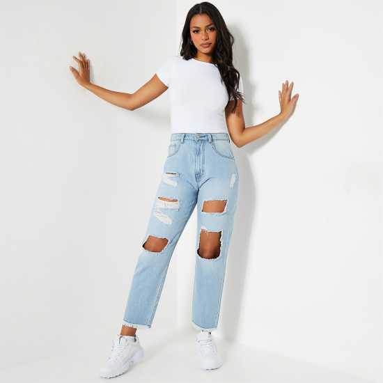 I Saw It First Distressed Hem Ripped Mom Jeans I Saw It First Distressed Hem Ripped Mom Jeans