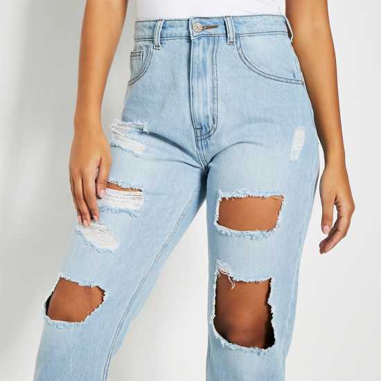 I Saw It First Distressed Hem Ripped Mom Jeans I Saw It First Distressed Hem Ripped Mom Jeans