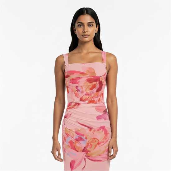 I Saw It First Printed Mesh Maxi Dress Mutli 