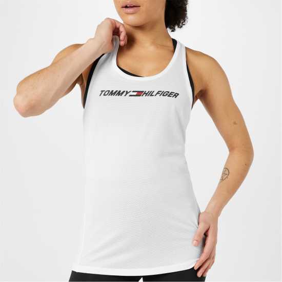 Tommy Sport Graphic Mesh Tank Top Th Optic White Дамски потници