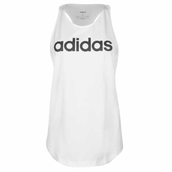 Adidas Womens Essentials Linear Loose Tank Top White/Black Дамски тениски с яка
