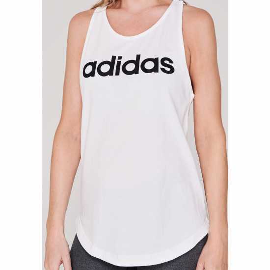 Adidas Womens Essentials Linear Loose Tank Top White/Black Дамски тениски с яка