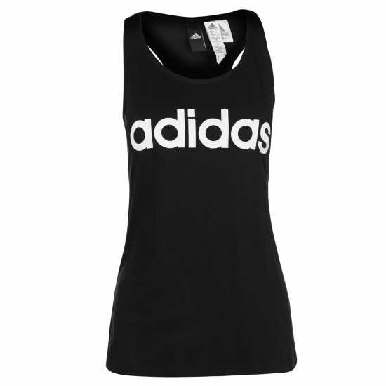 Adidas Womens Essentials Linear Loose Tank Top Черно/Бяло Дамски тениски с яка
