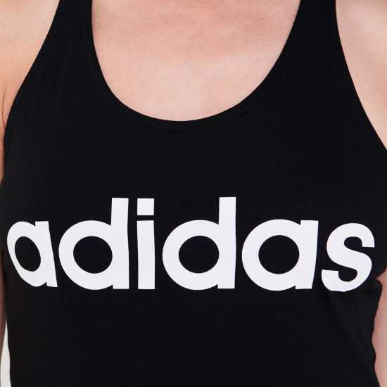 Adidas Womens Essentials Linear Loose Tank Top Черно/Бяло Дамски тениски с яка