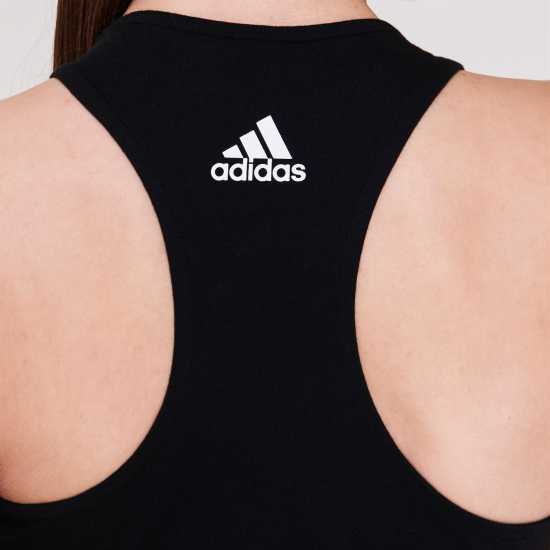 Adidas Womens Essentials Linear Loose Tank Top Черно/Бяло Дамски тениски с яка