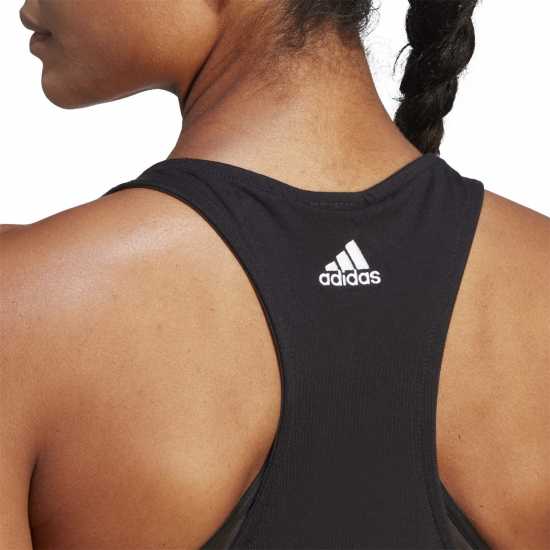 Adidas Womens Essentials Linear Loose Tank Top Черно/Бяло Дамски тениски с яка