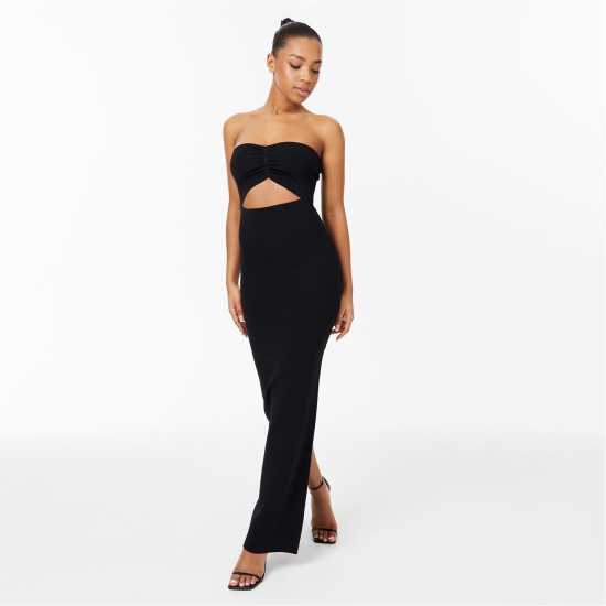 Knitted Bandeau Dress Black Дамски пуловери и жилетки