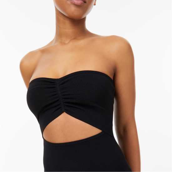 Knitted Bandeau Dress Black Дамски пуловери и жилетки