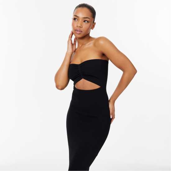 Knitted Bandeau Dress Black Дамски пуловери и жилетки